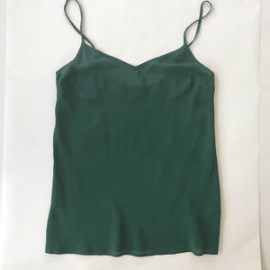 J Crew Silk Cami Green V Neck